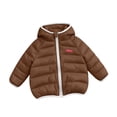 thumbnail image 6 of YUANxueke Boys Girls Puffer Jacket Zip up Hooded Winter Coat Winter Warm Outerwear,Coffee,1-2 Years, 6 of 7