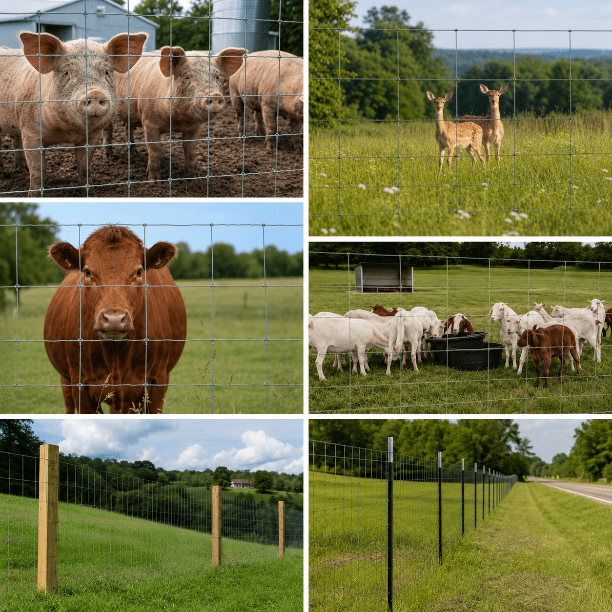 Heavy-Duty Galvanized Farm Fence 15-Gauge 330 ft Gradient Mesh for Goats Hogs Deer Sheep Livestock