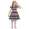 thumbnail image 2 of Jinhomg Toddler Girls Holiday Dresses Cute Star Striped Print Midi Dress Casual Ruffle Flutter Sleeve Party Dresses Patriotic 4Th Of July American Flag Outfits Red 150, 2 of 5