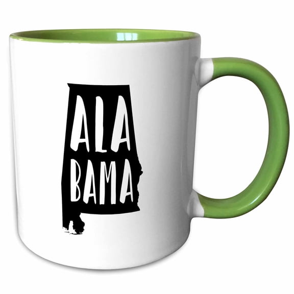 3drose, Alabama Written Inside the State. White Background., 11oz Two-tone Green Mug