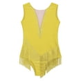 thumbnail image 5 of Alvivi Kids Girls Tassel Latin Dance Dress Rhinestone Gymnastic Leotard Skating Competition Costume Dancewear Yellow 10, 5 of 6