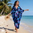 thumbnail image 3 of XYZCANDO Kaftan Dresses for Women Plus Size Batwing Sleeve Caftans Long Bathing Suit Cover Up Maxi Beach Dress Plus Size Swimsuit Coverup Loungewear Blue Tie Dye Resort Wear, 3 of 7