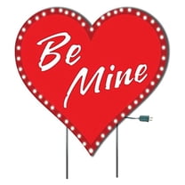 Valentine's Day Yard Sign - Lighted Be Mine Heart - 44x44 Inch - Waterproof Lawn Decor with Stakes & 50 Lights