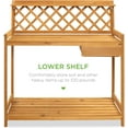 thumbnail image 4 of YYEAN Outdoor Garden Potting Bench, Wooden Workstation Table w/Cabinet Drawer, Open Shelf, Lower Storage, Lattice Back-Brown, 4 of 10