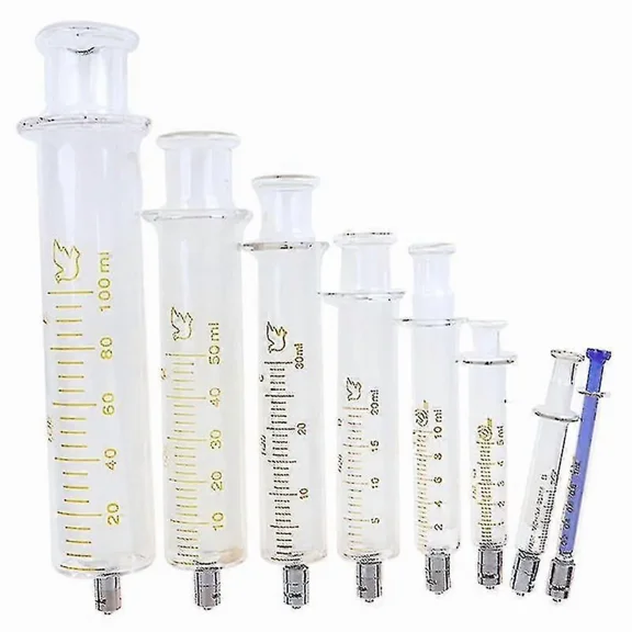 GTB YOUGANG BOUTIQUE 1ml To 100ml Glass Syringe Luer Lock Head Reusable Glass Injector Syringe