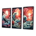 thumbnail image 3 of Designart "Waves of Drama VI" Coastal Framed Wall Art Set Of 3 - Coral Coastal Frame Canvas Set For Living Room Decor, 3 of 7