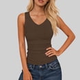 thumbnail image 2 of FAVIPT Women's Plus Size Ribbed Knit Tank Tops V Neck Sleeveless Slim Fitted Cami Summer Basic Tops Coffee,XXXL, 2 of 6