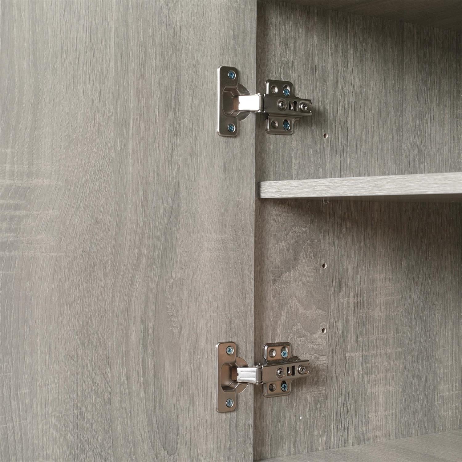 Demi Bonn 72" Tall Kitchen Buffet with Hutch, Storage Cabinet, Wood Grain Finish, Adjustable Shelves, Utility Drawer, Pantry Storage for Home Kitchens, Gray