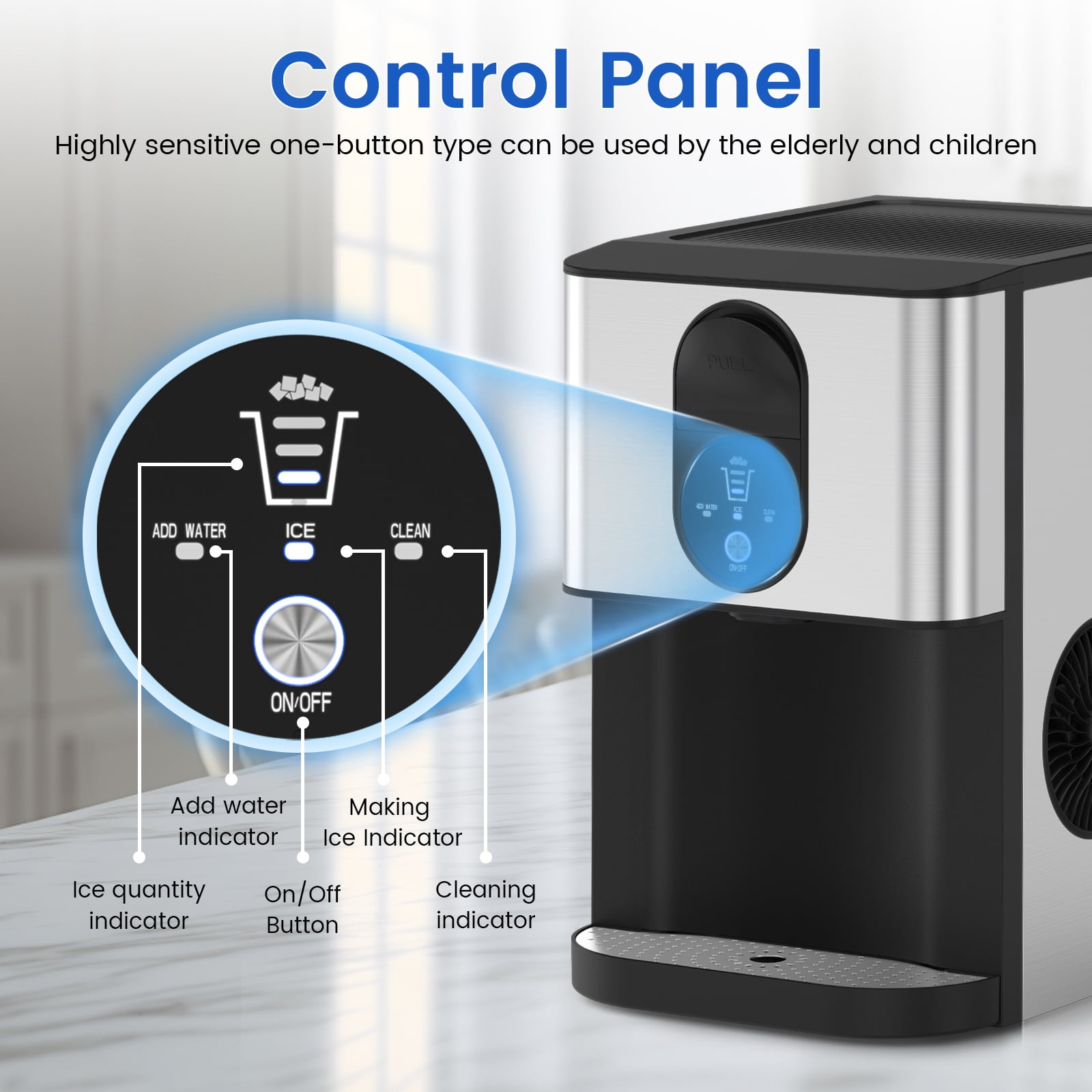 KNDKO Nugget Ice Maker Make Ice Efficiently, Be Ready For Ice Available In 15-20 Mins For 1-2 Cups Of Drink And Make 44 Lbs Ice In 24 Hours, Perfect For Family Party Or Office