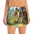 thumbnail image 4 of Lsque Cute Mushroom Town A Printed Women's Running Shorts with Liner Pockets,Elastic Quick Dry Workout Athletic Gym Yoga Shorts,Womens High Waist Shorts-Small, 4 of 9