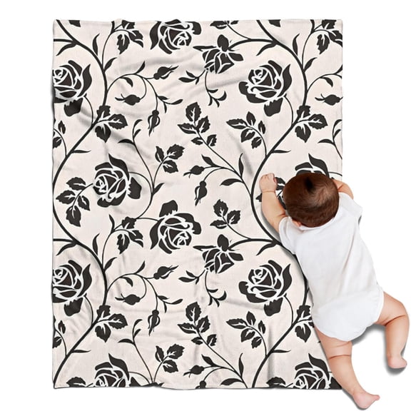 Pioneer Flower Floral Print Pattern Blanket,Comfortable Soft Flannel Throw Blanket,All Season,Warm Lightweight Blankets for Sofa Bed Couch Living Room Chair,30"x40"