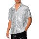 thumbnail image 4 of Camisa de vestido con lentejuelas INSPIRE CHIC para hombres, de manga corta, botón abajo, camisetas de disfraz de disco de los 70, S, plateado, 4 of 4