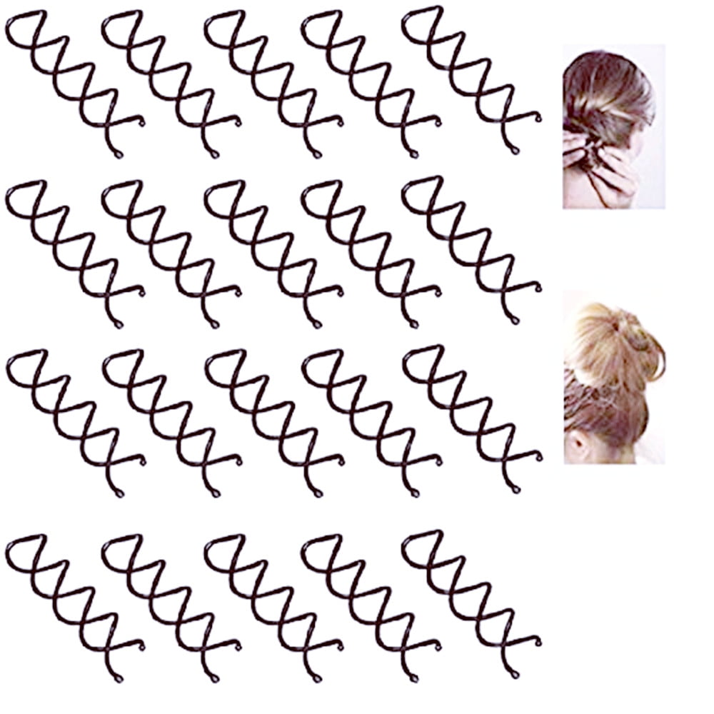 Spiral Bobby Pins |20-Pcs |Casewin Spin Pins | The NEW way to Pin Hair |  Black Bobby Pins | Twist Screws | Bun Maker | Hair Pin for Women | Updo Hair