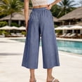 thumbnail image 7 of Admvng Women's Striped Wide Leg Elastic High Waist Pockets Culottes Copped Pants, 7 of 7