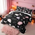 thumbnail image 3 of Erosebridal Halloween Ghost Quilt King, Spiderweb Bat King Coverlet Set, Black White, 3-Piece, 1 Bedspread and 2 Pillowcases, 3 of 7