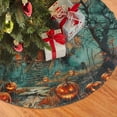 thumbnail image 3 of Christmas Tree Skirt 36" Halloween Haunted House Scary Pumpkin (8) Xmas Tree Skirts Mat for New Year Holiday Christmas Party Decorations, 3 of 5