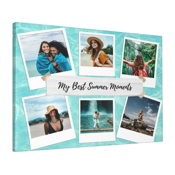 Custom Canvas Prints Blue Instant Summer Personalized Photo Image Collage DIY Framed Kit Wall Art Picture Room Decor 16x20 inch