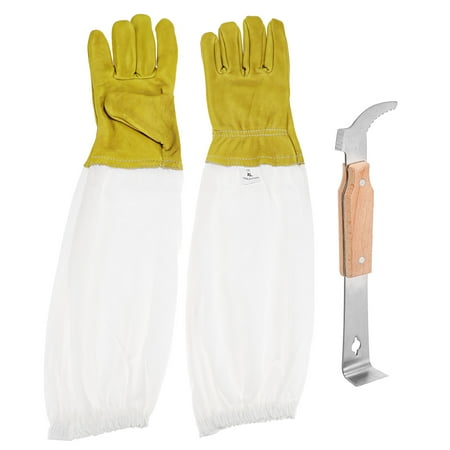 

Stainless Steel J Hook Scraper with Wood Handle XL Sleeves Gloves Goatskin