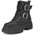 thumbnail image 1 of Botas de combate SUEDI con suela gruesa con plataforma y lengüeta negras para mujer, 1 of 6