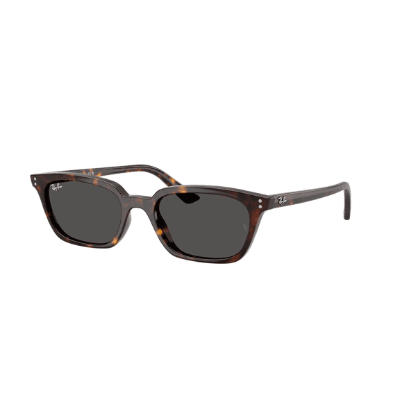 RAY-BAN RB4456F ZAYA BIO-BASED Square-Round Shape Sunglasses Polished Havana Frame | Dark Grey Lens 52mm
