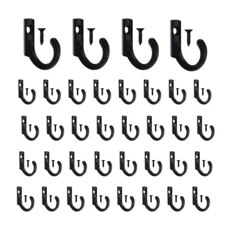 

58 Pcs Wall Mounted Single Hook Robe Hooks Coat Hooks and 65 Pieces Screws for Hanging Key Hooks Jewelry (Black)