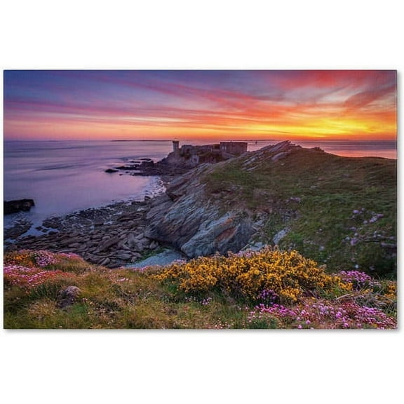 Trademark Fine Art "Brittany In Flowers" Canvas Art by Mathieu Rivrin