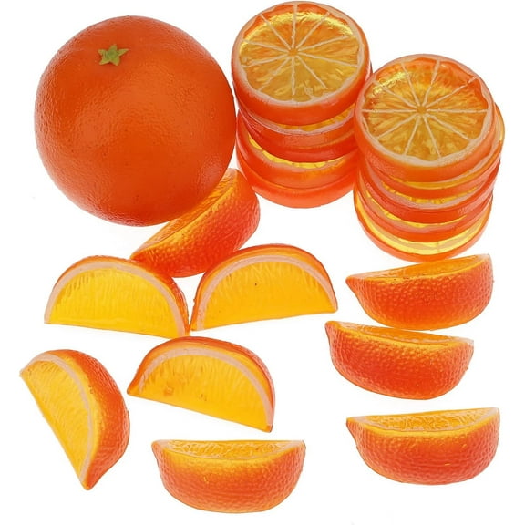 19 Pieces Artificial Orange & Slices Blocks Simulation Fruits Model Realistic Orange Home Decoration Fake Fruit Model for Party Kitchen Wedding Ornament