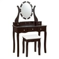 thumbnail image 1 of Patiojoy Coiffeuse Table de Maquillage Bureau avec Lumière DEL Tiroirs et Tabouret Brun, 1 of 2