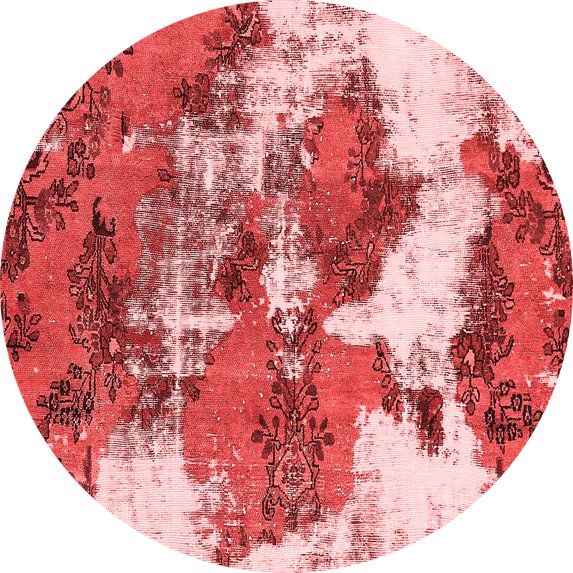 Ahgly Company Indoor Round Abstract Red Modern Area Rugs, 8' Round