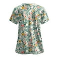 thumbnail image 4 of felwors Scrub Tops Women Short Sleeve Plus Size V-Neck Fun Printed Scrubs Top Medical Nursing Uniforms with Pockets S-5Xl (Sky Blue, M), 4 of 5