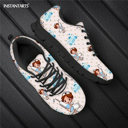 

Buty Damskie Fashion 3D Cartoon Nurse Prints Woman Flats Shoes Lace Up Sneakers For Teenage Girls Luxury Designer Jogging Shoes