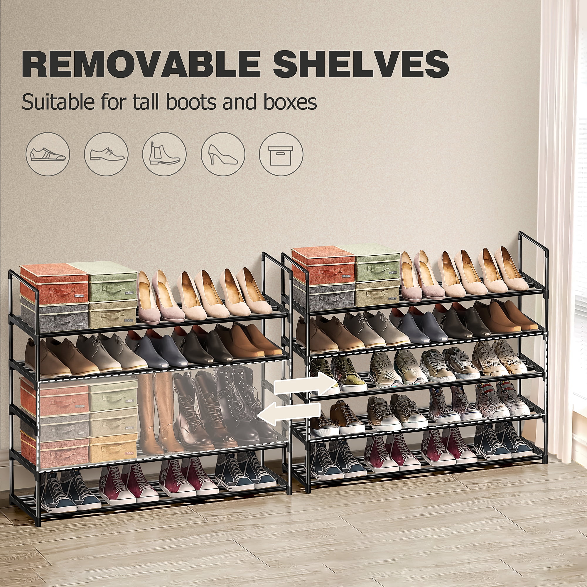 Somerset Home 5-Tier Shoe Rack 30 Pair Storage Organizer for Shoes, Size: 5 - Tier