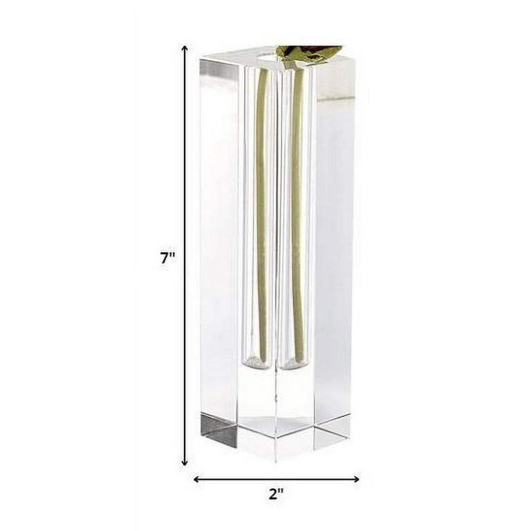 7 Hand Crafted Crystal Square Optical Bud Vase 7 Hand Crafted Crystal Square Optical Bud Vase