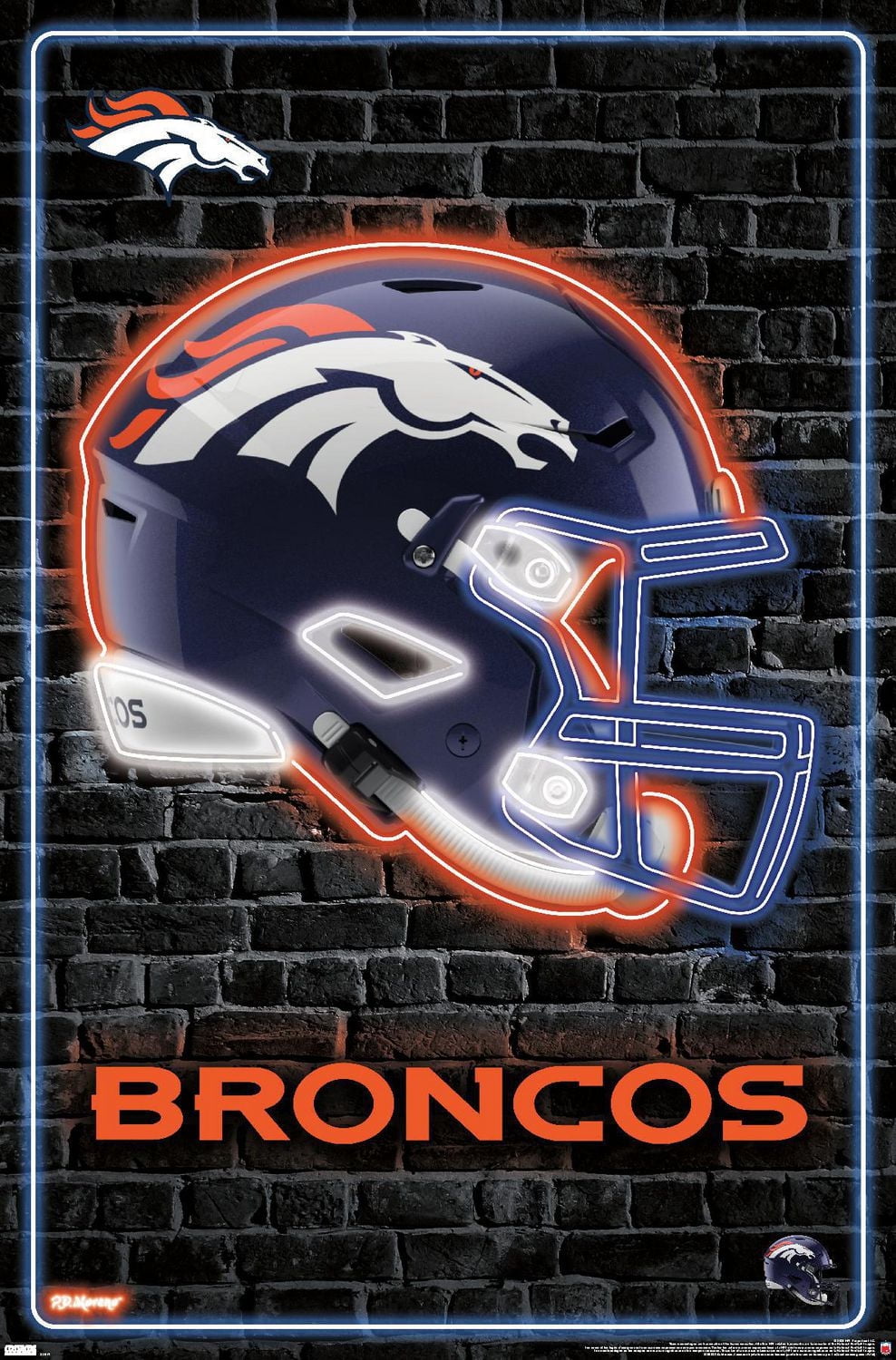 NFL Denver Broncos - Neon Helmet 23 Wall Poster, 22.375" x 34"