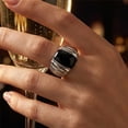 thumbnail image 3 of PAURO Gemstone Rings for Women Chunky Wide Stainless Steel Silver Gold Plated Personalized Statement Unique Dainty Band Index Finger Thumb Midi Vintage Jewelry Silver Size 8, 3 of 5