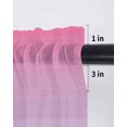 thumbnail image 6 of Pink Blue Ombre Striped Tier Curtains 36 Inch Length,Sheer Curtains for Bedroom Living Room Vintage Stripes Farmhouse Line Short Kitchen Curtains Drapes for Small Half Window 27.5"x36" 2 Panels, 6 of 7