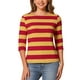 thumbnail image 1 of Camisetas de rayas para mujer Inspire Chic, corte ajustado, mangas de codo, cuello barco, talla S, 1 of 6