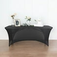 thumbnail image 6 of Balsa Circle 6 Feet Black Fitted Spandex Tablecloth Open Back Rectangle Table Cover Event, 6 of 8
