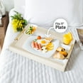 thumbnail image 3 of 17" x 12" Wood Serving Tray with Gold Polished Metal Handles, Home Decorative Wooden Rectangle Ottoman Leather Decor Platter Bathroom Vanity Tray for All Occasions White, 3 of 5