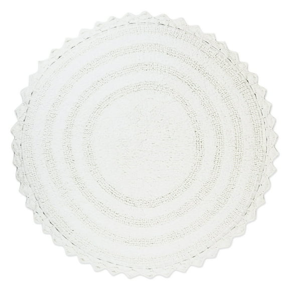 DII 27.5" Round Modern Cotton Ultra Soft Crochet Bath Mat in White