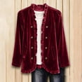 thumbnail image 4 of Guluxicc Women's Velour Dressy Jackets Ruffled Trim Long Sleeve Casual Jackets with Pockets for Everyday Fall Winter, 4 of 8