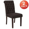 thumbnail image 3 of BizChair Set of 2 Brown Fabric Parsons Chair with Rolled Back, Accent Nail Trim and Walnut Finish, 3 of 13