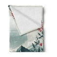 thumbnail image 2 of Ambesonne Nautical Fleece Throw Blanket Wild Roses and Sailboat 60"x80" Coral and Slate Blue, 2 of 5