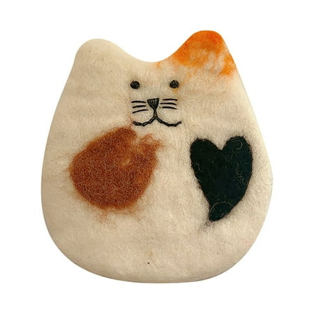 

Cartoon Animal Wool Tea Handmade Cute Scald Water Cup Mat Pad Placemat For Table Kitchen Decoration （Cat Face Style） Cork Place Mats Indoor Dining