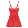 thumbnail image 4 of TiaoBug Womens Wet Look Gothic Slip Dress Patent Leather Mini Dress Rave Party Clubwear Red L, 4 of 7