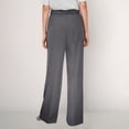 thumbnail image 4 of Pantalones de trabajo de mujer, de pierna ancha y cintura alta - Poliéster y spandex, estilo informal de negocios, bolsillos delanteros plisados, ropa para la oficina y las vacaciones, 4 of 6