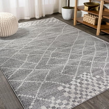 JONATHAN Y MOH300B-4 Asilah Moroccan Modern Diamond Gray 4 ft. x 6 ft. Area Rug, Bohemian Casual, Pet Friendly, Stain Resistant, Easy to Clean, for Living Room; Kitchen, Bedroom