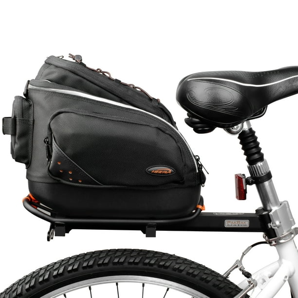 Ibera PakRak QuickRelease Mini Commuter Bike Trunk Bag and SeatPost Bicycle Carrier Rack Combo