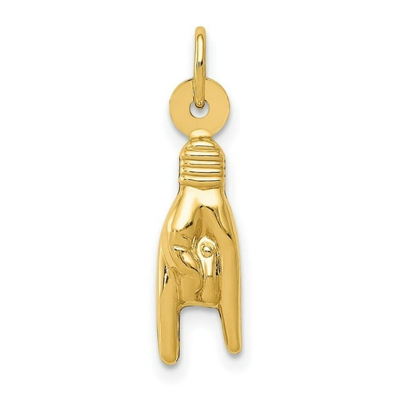 Auriga Fine Jewelry 14K Yellow Gold Good Luck Hand Charm Pendant for Women (L-22 mm,W-5 mm)