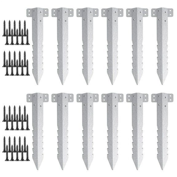 SHZONS Gardening Stakes 10X Lawn Stakes Serrated Fence Post Brackets Heavy Duty Small Sleeper Pile For Yard Patio Lawn Garden Porch well-liked